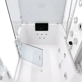 SeniorBad Kombination Badewanne Dusche K88-WS-TH-C-EC-EA Duschtempel 180x100 cm 2K Scheibenversiegelung - Weiß