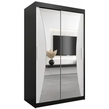 abiks möbel Schwebetürenschrank MONACO 120 x 200 x 62 cm Schwarz/Weiß