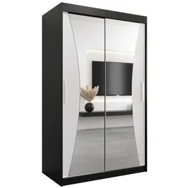 abiks möbel Schwebetürenschrank MONACO 120 x 200 x 62 cm Schwarz/Weiß