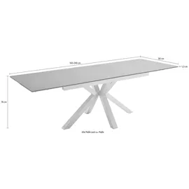 MCA Furniture Esstisch »Nagano«, Esstisch Glas-Keramik mit Stirnauszug grau