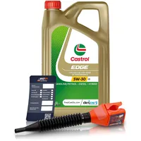 5 L LITER CASTROL Edge Fluid Titanium 5W-30 C3 Motoröl inkl. Castrol Ölwechselanhänger und Einfülltrichter