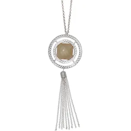 FIRETTI Schmuck Geschenk Opal-Look Tassel Y-Kette beige / Kunststoff