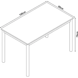 [en.casa] Esstisch Lindesberg für 6 Personen 140x80 cm Grau