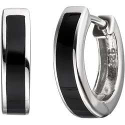Paar Creolen JOBO, silber (silber 925), Ohrringe, Damen, Silber 925 (Sterlingsilber), rund 925 Silber mit Onyx-Imitation
