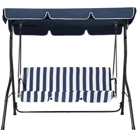 Beliani Hollywoodschaukel Blau/Weiß 2-Sitzer