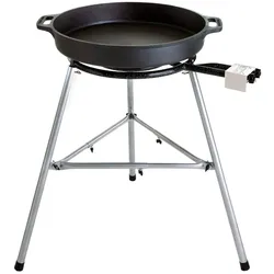 Große Gusseisenpfanne Ø 80 cm mit 3-Ring-Brenner und Paella-Fibel: Leistungsstarkes Kocherlebnis für 20-100 Personen