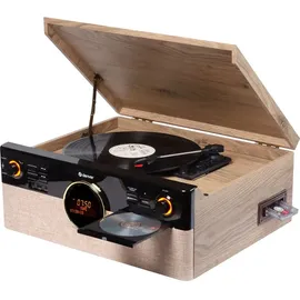 Denver MRD-180 Retro Musikcenter (Vollautomatisch), Plattenspieler, Schwarz, Holz