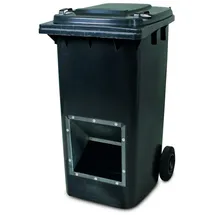 BRB-Lagertechnik Mobiler Streugutbehälter 240 Liter Polyethylen grau/schwarz mit Entnahmeöffnung fahrbar