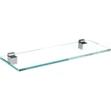 bijon Glasregal Glasablage Wandregal Glas Bad-Regal Glas Badezimmer Regal Badablage Ablageregal - 8mm Hartglas, 50 x 12 cm, Klarglas + Halterung G - Edelstahl Optik