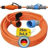 Adapterkabel CEE Stecker auf Schuko Gummikupplung PUR-Leitung H07BQ-F Panzerkabel 3G1,5 bis 3G2,5 IP44 5-50m (3G1,5; 25m)
