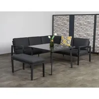 Garden Impressions Dining-Ecklounge "Baltimore" inkl. Ecksofa, Bank und Tisch schwarz / anthrazit,