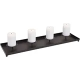 Großer Metall Adventskranz länglich Kerzen-Stecker schwarz 60 cm - Schwarz