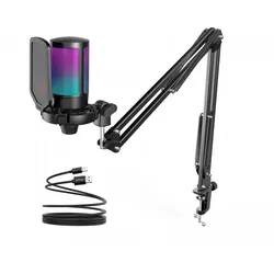 Fifine Mikrofon Bundle A6T AMPLIGAME USB Gaming Mikrofon RGB - Schwarz