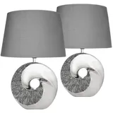 Brubaker Nachttischlampe Silber 2 St.