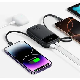 Baseus Externer Akku 10000 mAh Baseus EnerFill FC3, 22,5 W, USB-C, Lightning, USB-A, integrierte Kabel, LED-Display, Schwarz - Schwarz