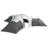 Outsunny Tunnelzelt, Campingzelt für 6-9 Personen, mit 3 Schlafzimmern,