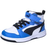 Puma Unisex Kids Puma Rebound V6 Mid Ac+ Ps Sneakers, Puma White-Puma Black-Racing Blue, 35 EU - 35 EU