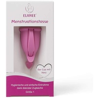 Elanee Menstruationstasse Größe 1, einfache Entnahme dank diskreter Zuglasche, 23 ml Füllmenge (740-00)