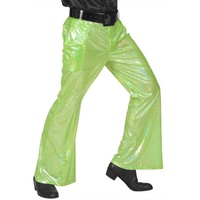 Widdmann Kostüm Disco Glitzer Herrenhose hellgrün, Für die 70er Jahre Disco und Mottopartys: Schlaghose für Männer mit grün M-L