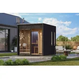 Karibu Saunahaus Außensauna Gartensauna Delano schwarz lackiert ohne Zubehör 73mm Elemente 220x288x244 cm