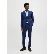 JACK & JONES Anzug JPRCOSTA SUIT (Set, 2-tlg) aus Polyester, sehr schmale Passform, mit Reverskragen, Langarm-Sakko blau 54