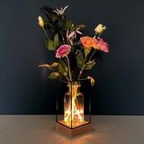 Gadgy Gadgy® Beleuchte Vase Glas - LED Blumenvase für Wohnzimmer Deko Modern - Glasvase Skandinavische Deko - Blumenvase Modern - Deko Pflanzen Vase für Blumen - 22,5x10,8x10,8cm Schwarz