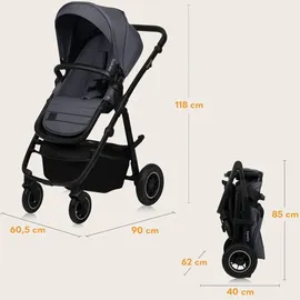 lionelo - 3-in-1 Kombikinderwagen AMBER PLUS Grau Graphite - Grau