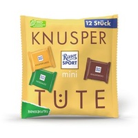 Ritter-Sport Minischokolade Mini Knusper Tüte, 3 Sorten, 12 Stück, 200g