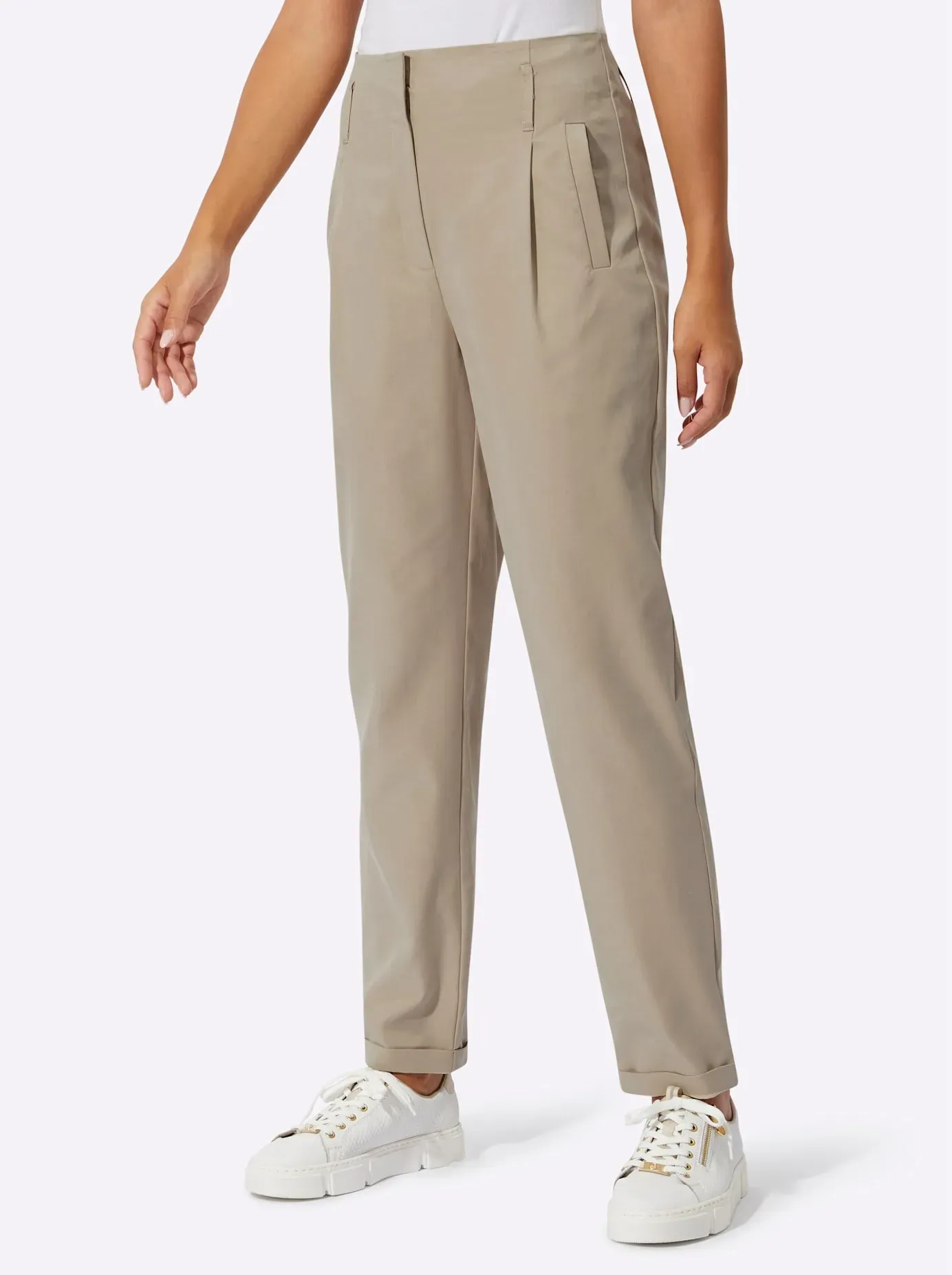 Webhose CREATION L, Damen, Gr. 21, Kurzgrößen, beige, 63% Lyocell, 37% Polyester, unifarben, lang, Hosen