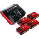 Einhell PXC Starter Kit 4x Power X-Change Plus Akku 18 V 4,0 Ah ( 4x 4511553 + Power X-Twincharger 3A Doppel Ladegerät ( 4512069 )