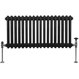 MonsterShop Traditioneller 2-Spalten-Heizkörper 300 x 832 mm 7,0 kW Schwarz Ventilposition