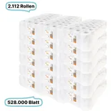 Toilettenpapierrollen, 2-lagig, 2112 Rollen, 528.000 Blatt gesamt, 250 Blatt /Rolle, Recyclingpapier, CIL- les Tissue, Series H