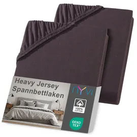 nyvi Spannbettlaken DreamScience Heavy Jersey 120 x 200 - 130 x 200 cm braun 2 St.
