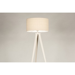 Stehleuchte Laendlich Modern Stoff Metall Beige Sand Rund