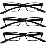 Die Lesebrille Unternehmen Schwarz Nacken-Leser Wert 3er-Pack Herren Damen Federscharniere RRR20-1 +1,00