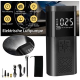 LifeImpree Luftpumpe Elektrische Luftpumpe mit 6000mAh Akku, AutoOff, USB-Powerbank, 150PSI Luftpumpe mit Manometer für Auto Fahrrad Motorrad Bälle schwarz