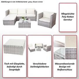 MCW Busto/Brescia Polyrattan Lounge-Set grau/creme