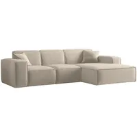Fun Möbel Ecksofa Designersofa CELES PREMIUM Stoff Opera Velvet Beige Ottomane Rechts