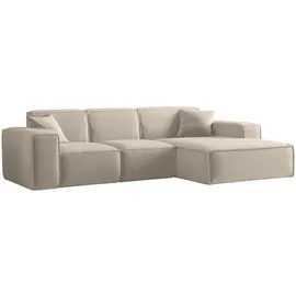 Fun Möbel Ecksofa Designersofa CELES PREMIUM Stoff Opera Velvet Beige Ottomane Rechts