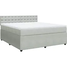 vidaXL Boxspringbett mit Matratze Hellgrau 180x200 cm Samt