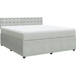 vidaXL Boxspringbett mit Matratze Hellgrau 180x200 cm Samt