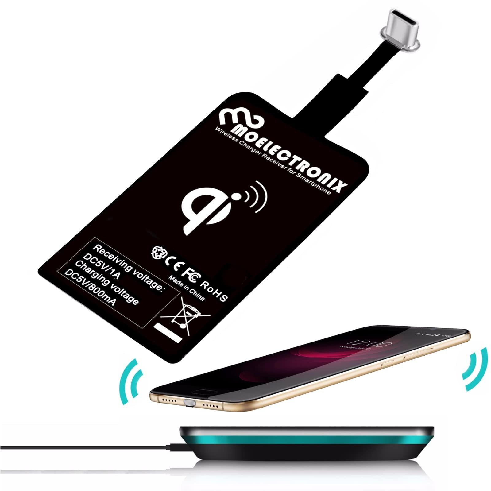 USB TYP C Qi passend für Xiaomi 14 13T 13 13c Pro 12 12X 12T 12c 12s Pro+ 11T 11s 11 Ultra Lite 10T 10 Poco X5 C55 Redmi Note 4G 5G Wireless Empfänger Induktion Adapter Ladegerät Charger Receiver