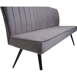 MCW Sitzbank MCW-K16, Esszimmerbank Bank Polsterbank Garderobenbank, Rückenlehne Samt Metall 160cm dunkelgrau
