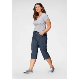 KjBrand Caprihose "Babsie: bequemer Oberschenkel", Damen, Gr. 44, N-Gr, blau, Web, Obermaterial: 47% Baumwolle, 45% Polyester, 6% Viskose, 2% Elasthan, unifarben, Basic, kniebedeckend, Hosen Caprihose, Sommerhose mit Strukturmuster