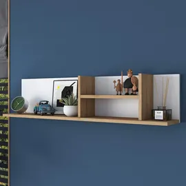 HANAH Home Wandregal 120 x 25 x 19,8 cm Weiß/Nussbaum