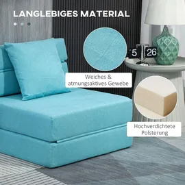Homcom Schlafsessel 2-in-1 Polyester 70 x 61 x 70 cm Blau mit Kissen