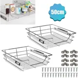 2x 50cm Küchenschublade Schubladen Drahtkorb TeleskopSchublade Ablagen Schrankauszug - Swanew