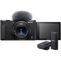 Sony Vlog-Kamera ZV-1 (Digitalkamera, 24-70mm, seitlich klappbares Selfie-Display für Vlogging & YouTube, 4K Video) + Mikrofon