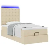 vidaXL Ottoman-Bett mit Matratze Creme 100x200 cm Stoff