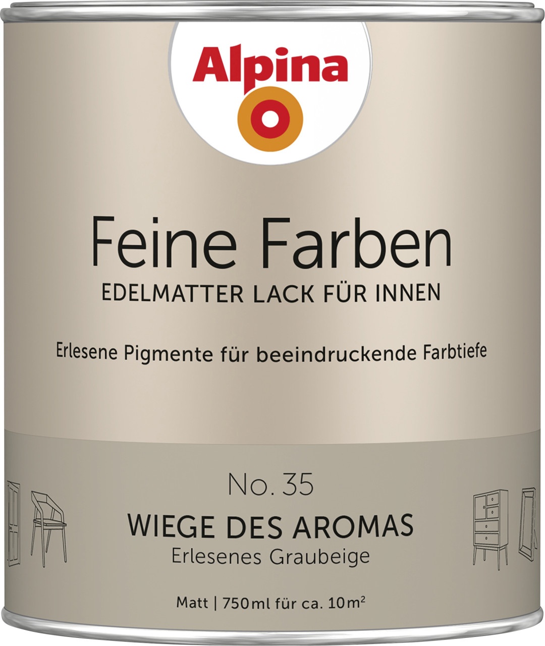 Alpina Feine Farben Lack No. 35 Wiege des Aromas  graubeige edelmatt 750 ml
